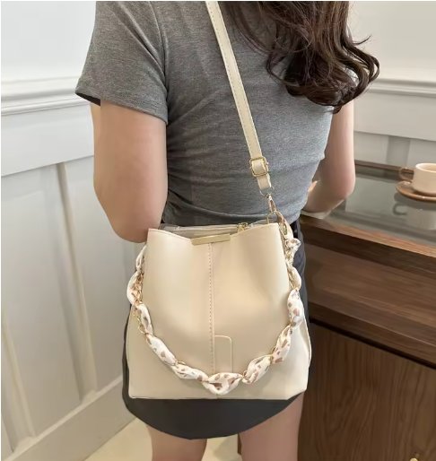 Amara Bucket Chain Bag (Beige)
