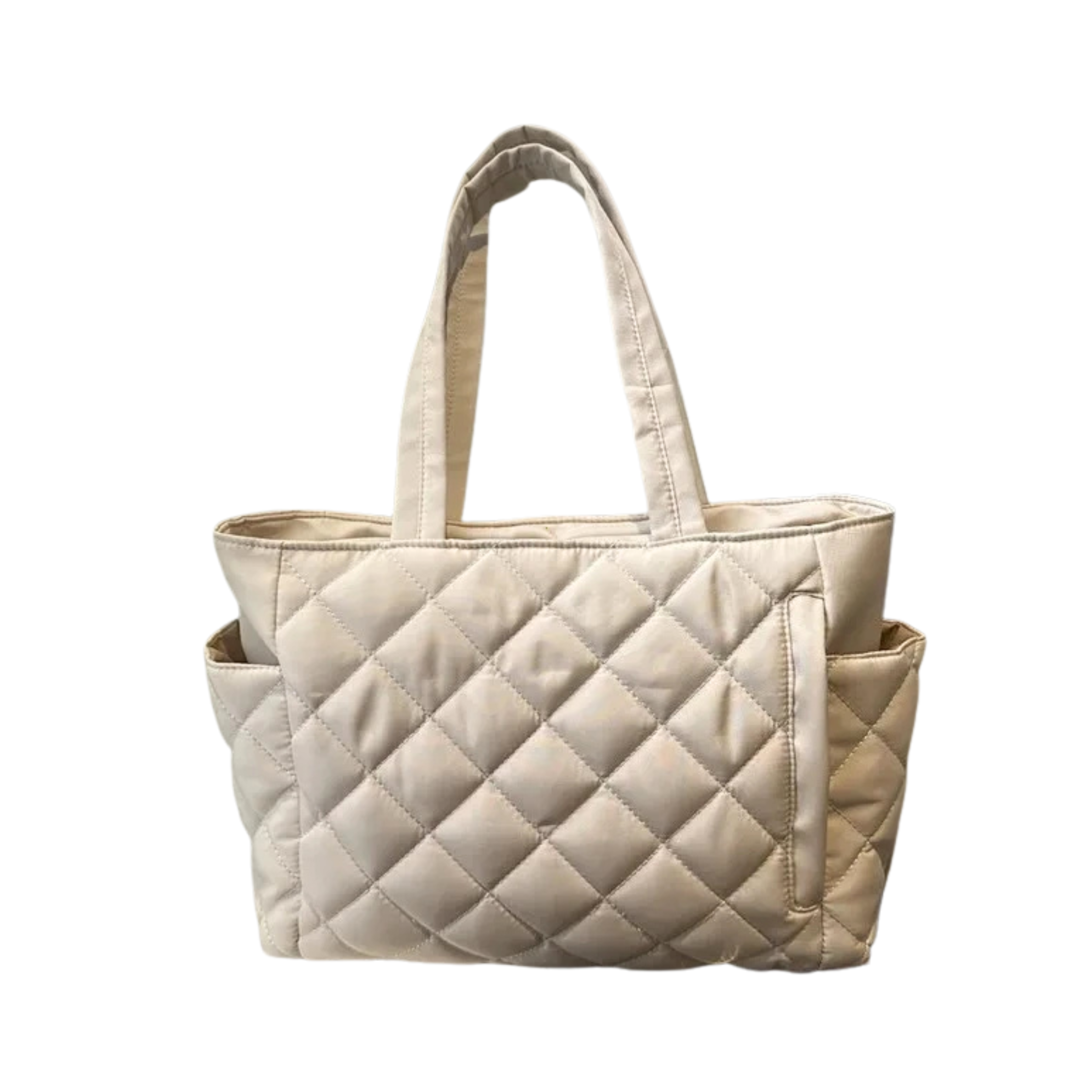 Lumière Quilted Tote - Beige
