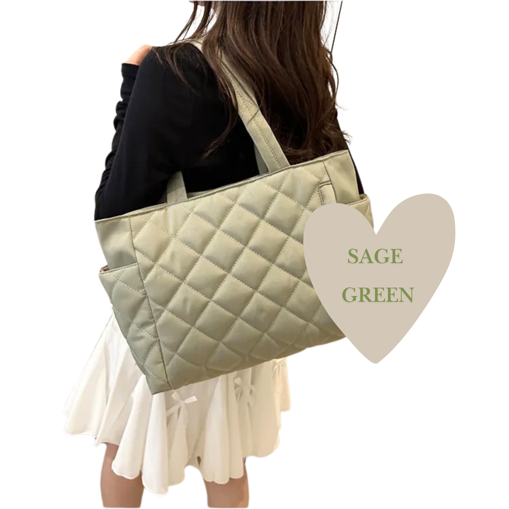 Lumière Quilted Tote - Sage Green