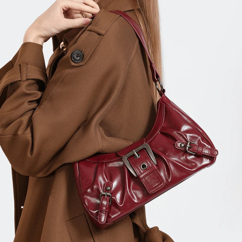 Monroe Buckle Shoulder Bag (Red)