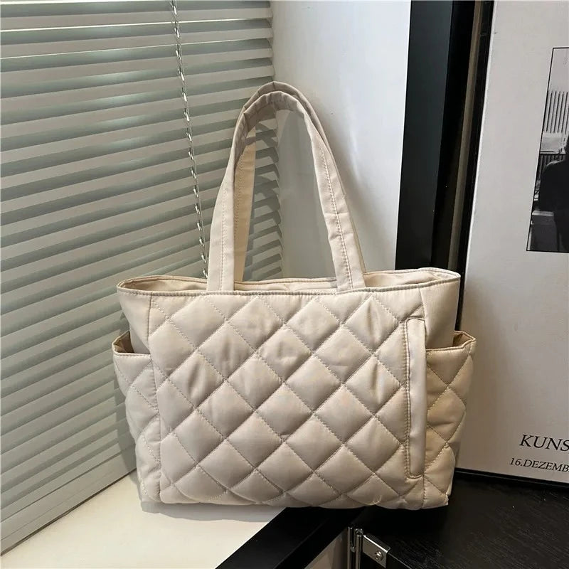 Lumière Quilted Tote - Beige