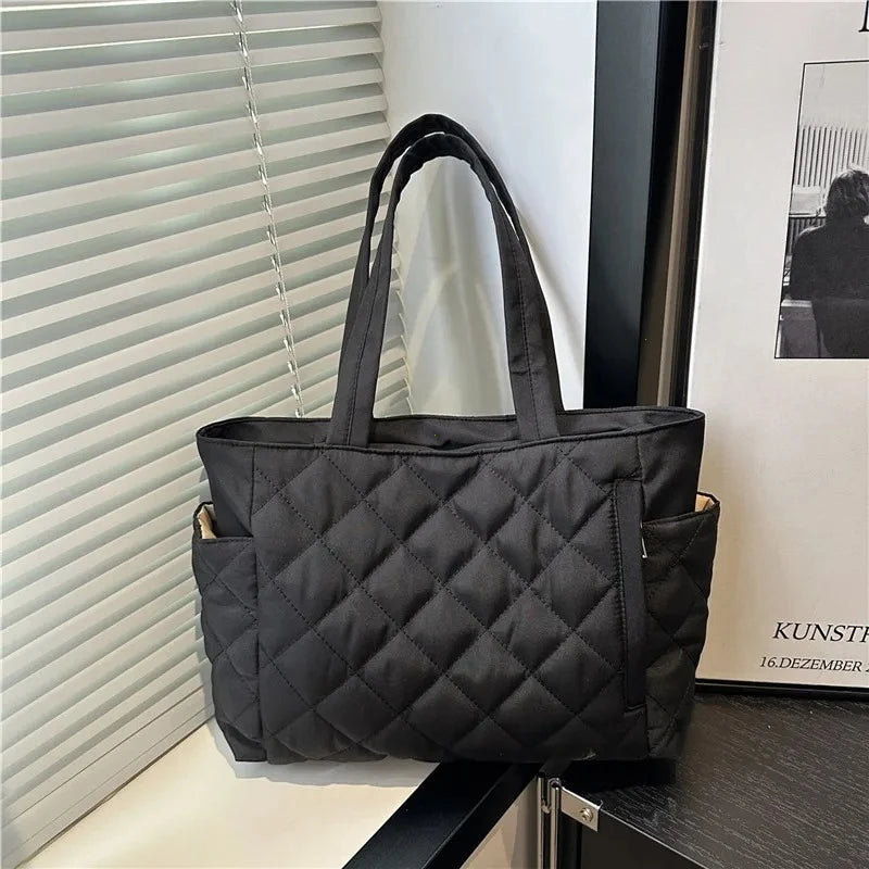 Lumière Quilted Tote - Black