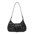 Monroe Buckle Shoulder Bag (Black)