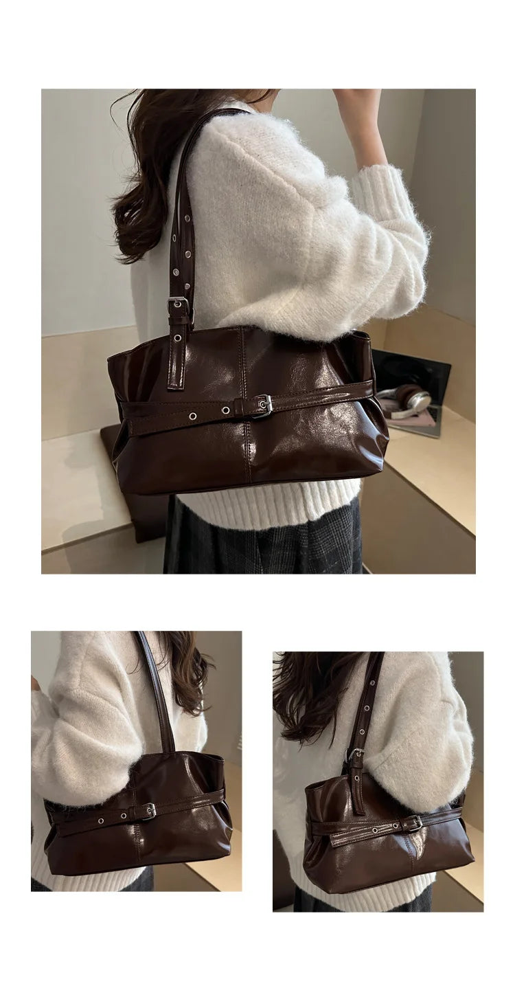 Éloise Buckled Shoulder Bag - Espresso Brown